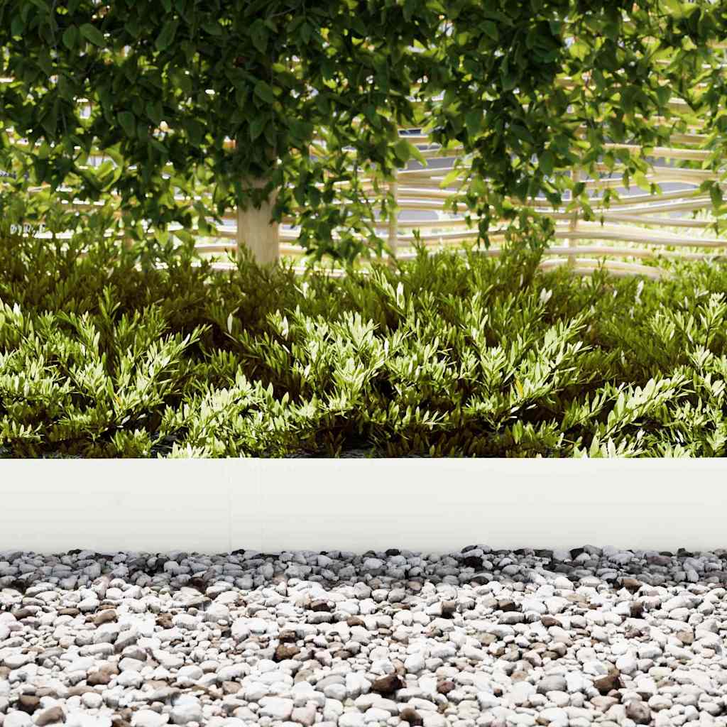vidaXL Lawn Edging 50 pcs 100 x 0.05 x 20 cm Cold Rolled Steel White 3
