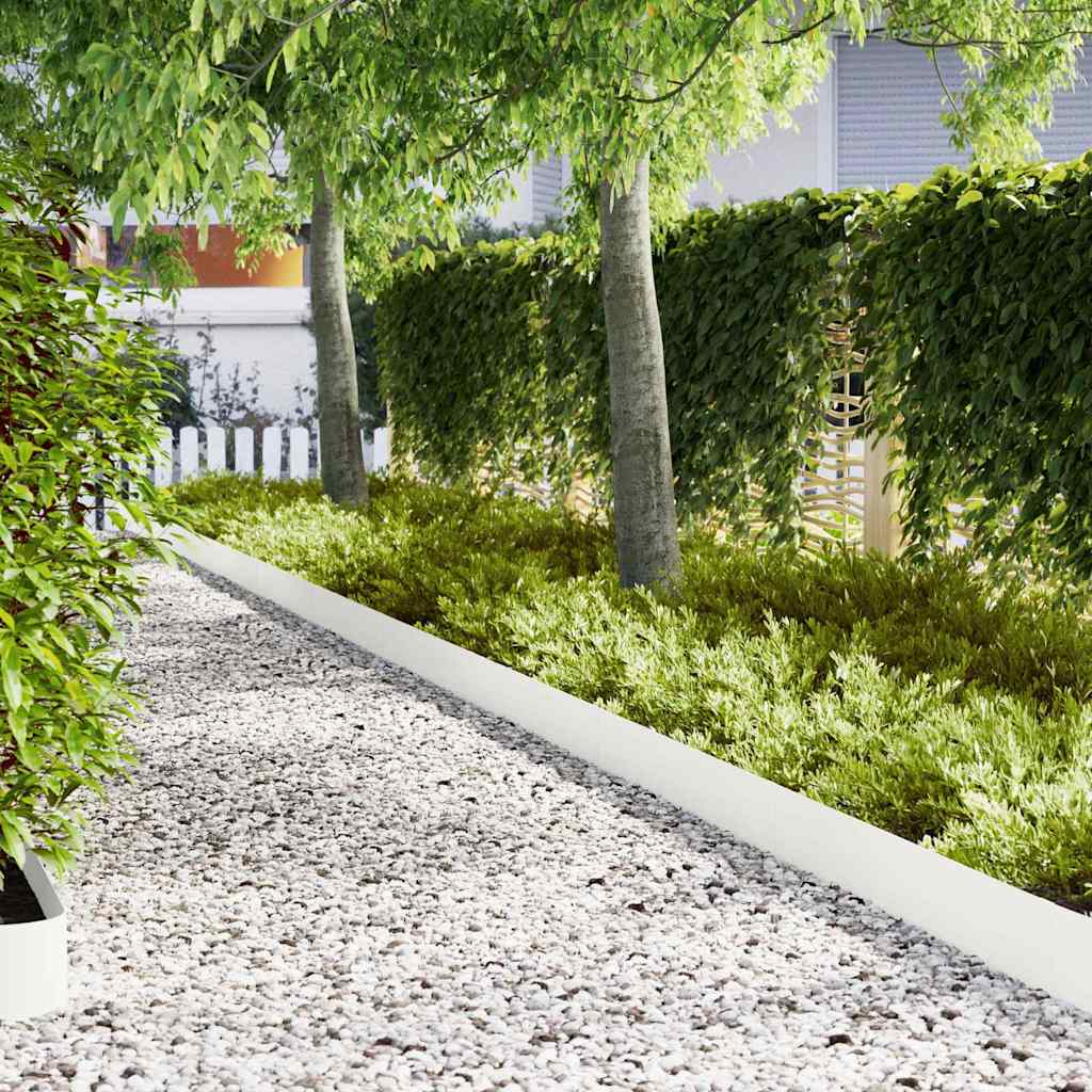 vidaXL Lawn Edging 50 pcs 100 x 0.05 x 20 cm Cold Rolled Steel White 1