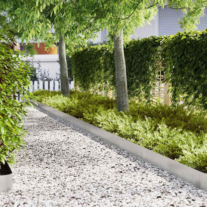 vidaXL Lawn Edging 50 pcs 100 x 0.05 x 20 cm Stainless Steel Silver 1