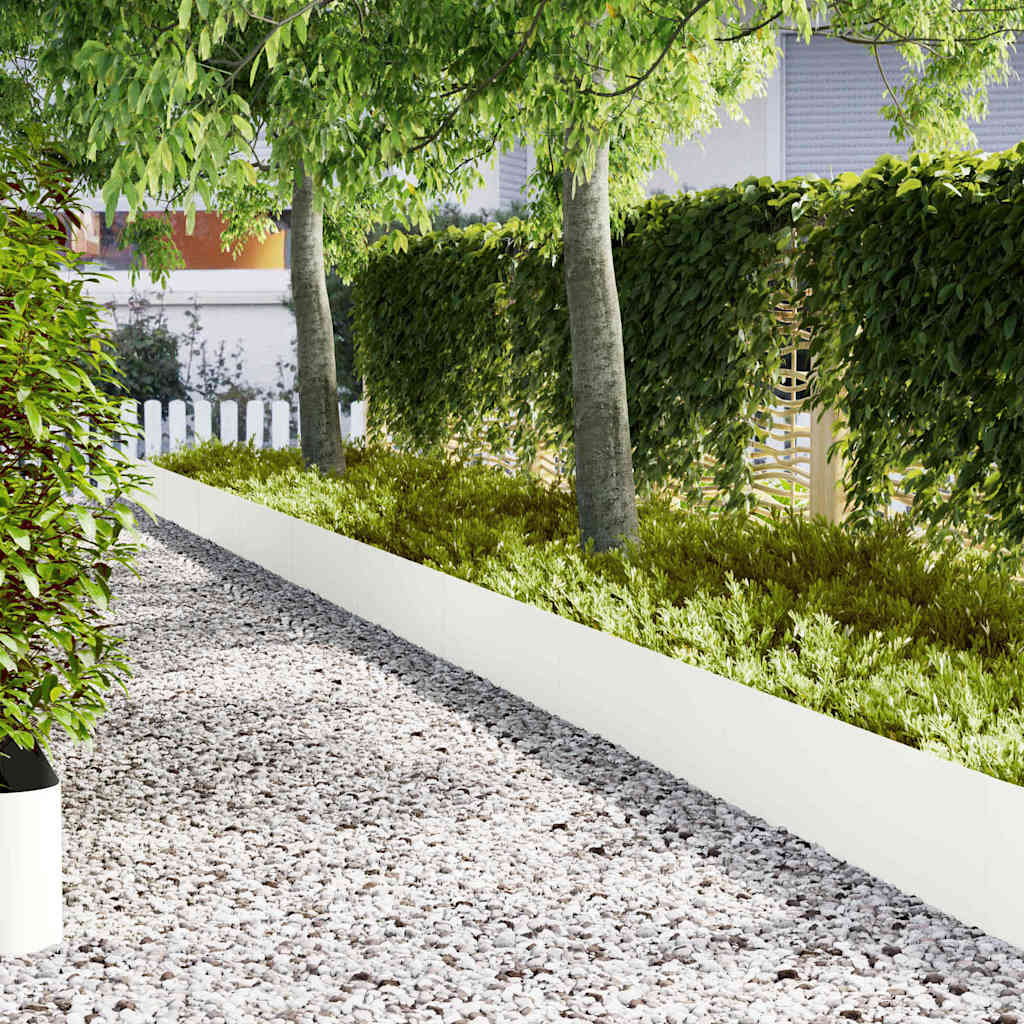 vidaXL Lawn Edging 30 pcs 100 x 0.05 x 30 cm Cold Rolled Steel White 1