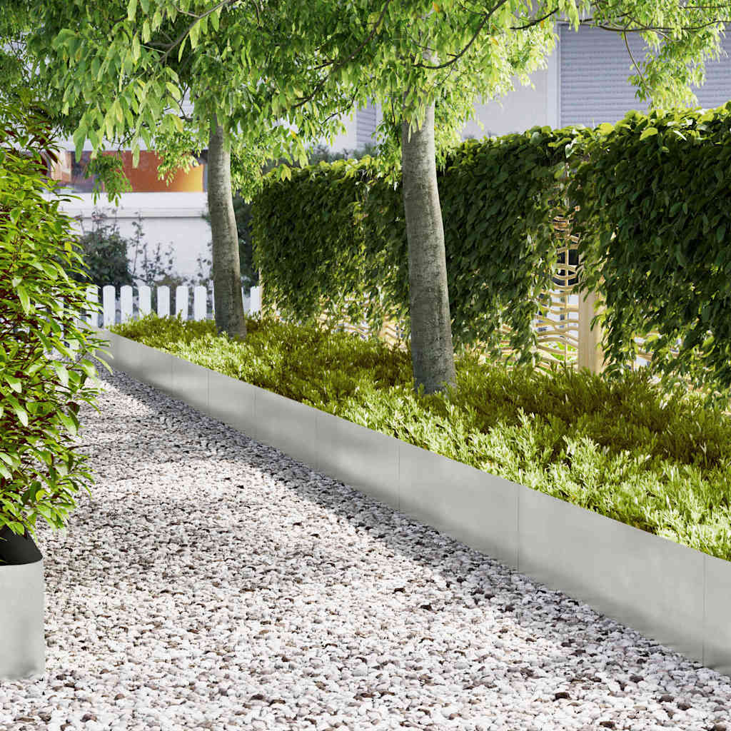 vidaXL Lawn Edging 30 pcs 100 x 0.05 x 30 cm Stainless Steel Silver 1