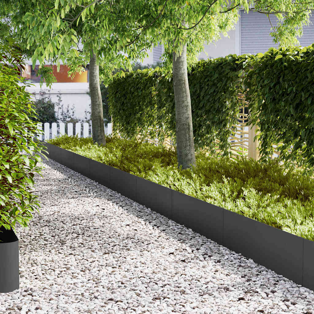 vidaXL Lawn Edging 50 pcs 100 x 0.05 x 30 cm Cold Rolled Steel Black 1