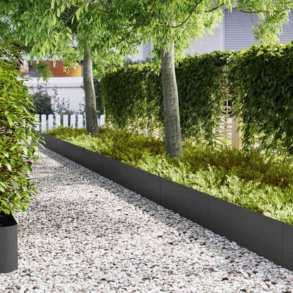 vidaXL Lawn Edging 50 pcs 100 x 0.05 x 30 cm Cold Rolled Steel Black 1