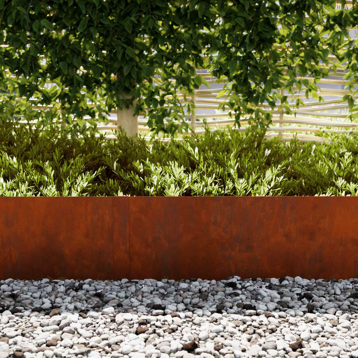 vidaXL Lawn Edging 50 pcs 100 x 0.05 x 30 cm Weathering Steel Rusty 3