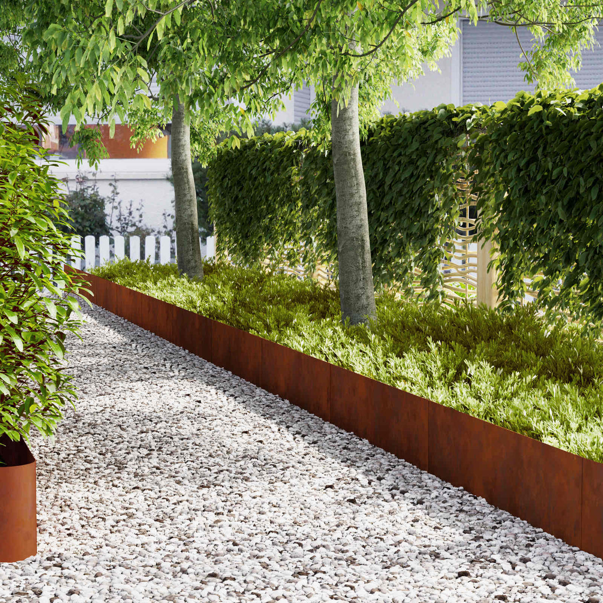 vidaXL Lawn Edging 50 pcs 100 x 0.05 x 30 cm Weathering Steel Rusty 1