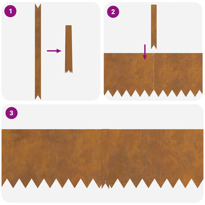 vidaXL Lawn Edging 50 pcs 100 x 0.05 x 30 cm Weathering Steel Rusty 6