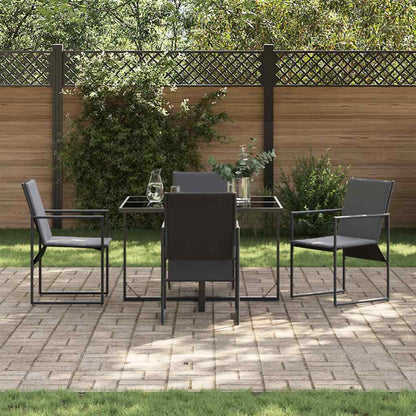 vidaXL Garden Dining Set 5 pcs Black Steel 3