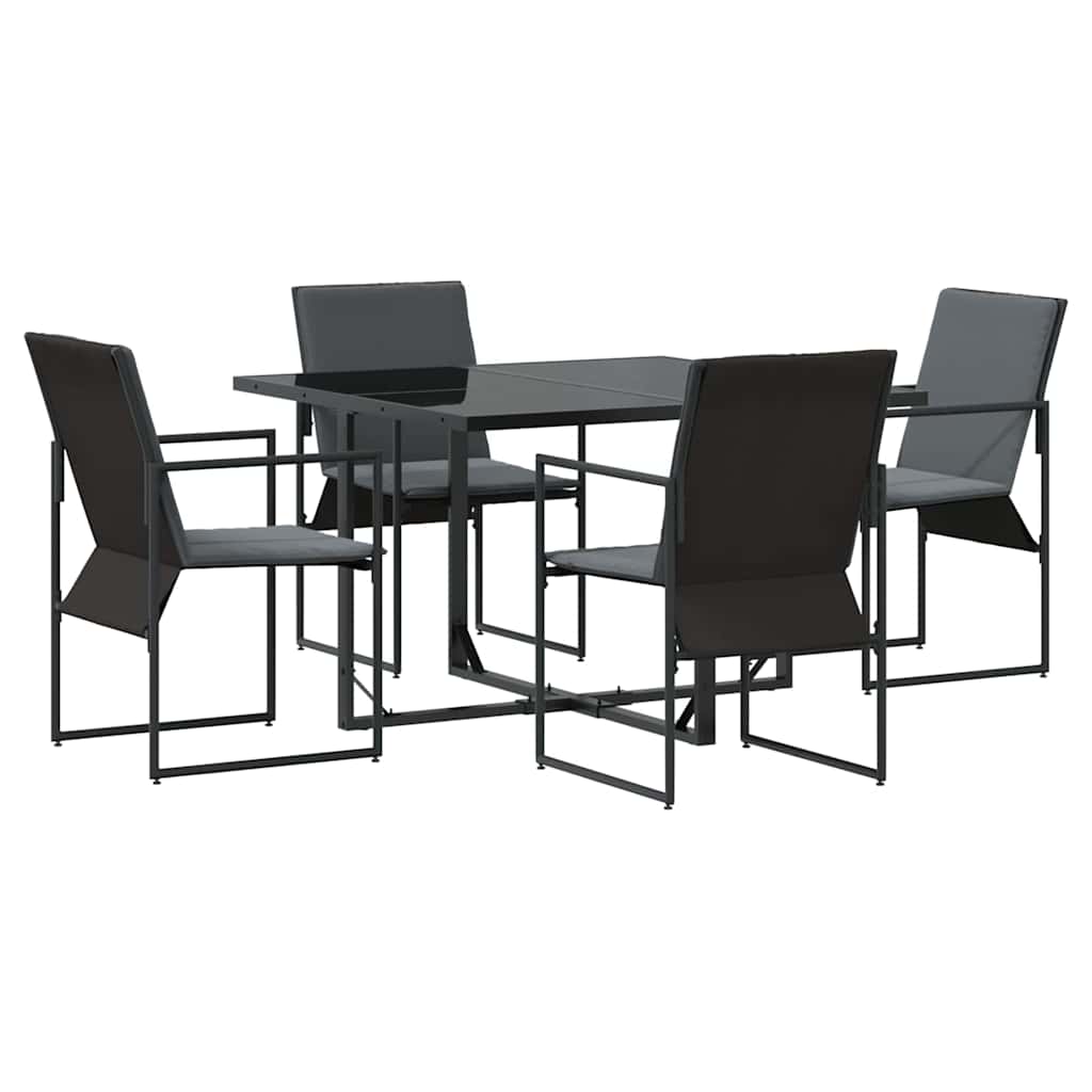 vidaXL Garden Dining Set 5 pcs Black Steel 2