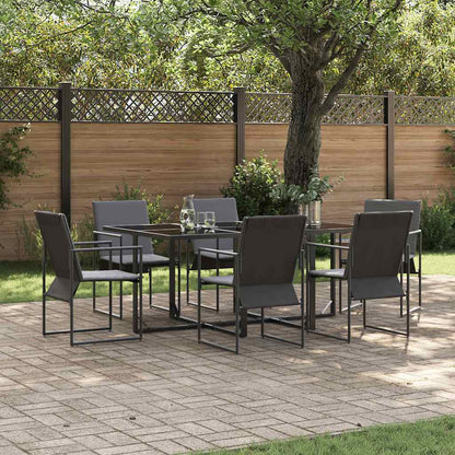 Garden Dining Set 5 pcs Black Steel 6-Seater