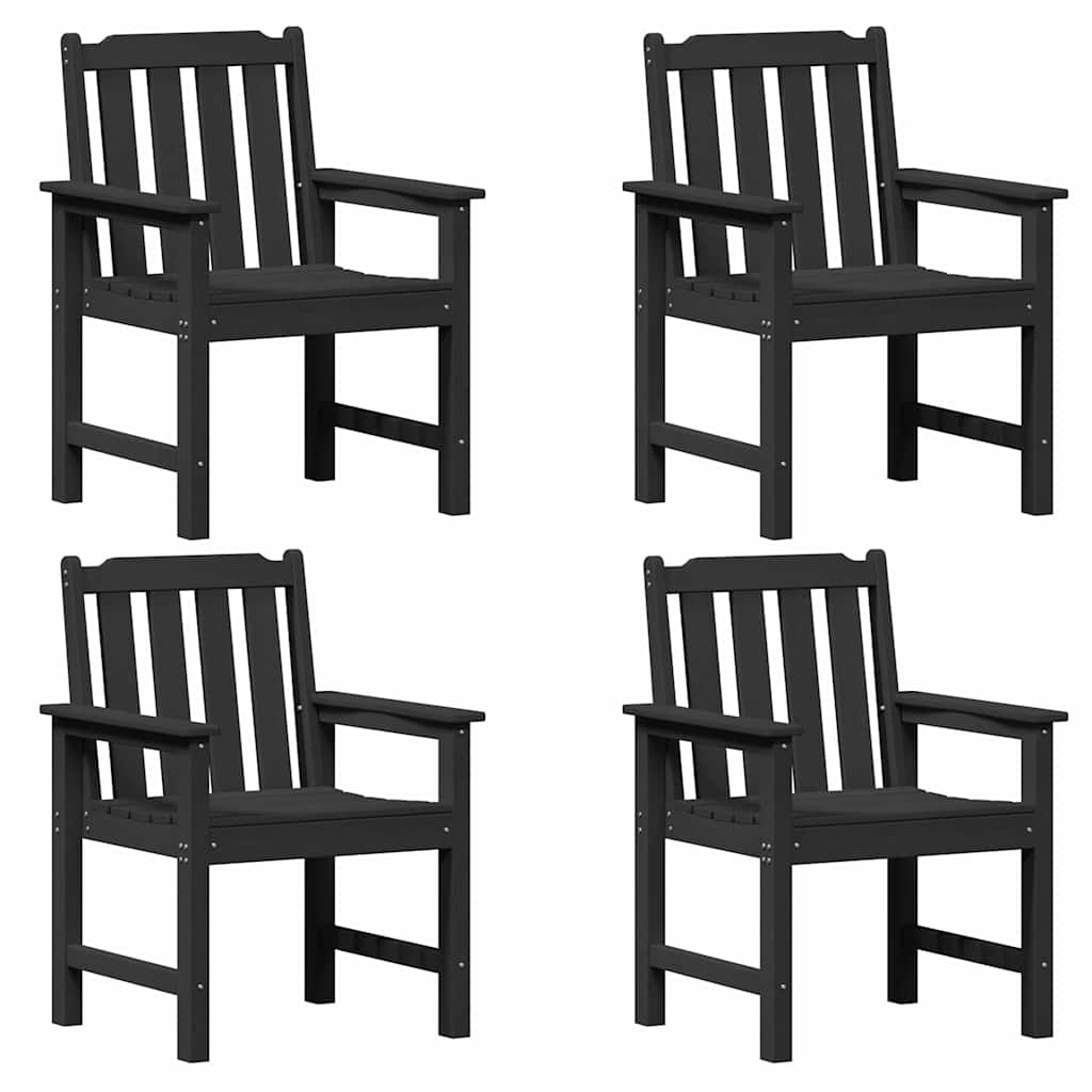 vidaXL Garden Chair 4 pcs Black Polyethylene 2