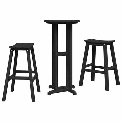 Garden Bar Set 3 pcs HDPE Black Table +2x stool