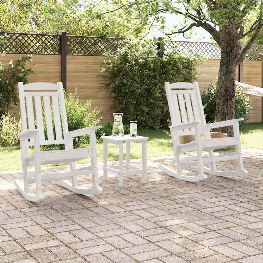 vidaXL Rocking Chair 2 pcs White Polyethylene 3