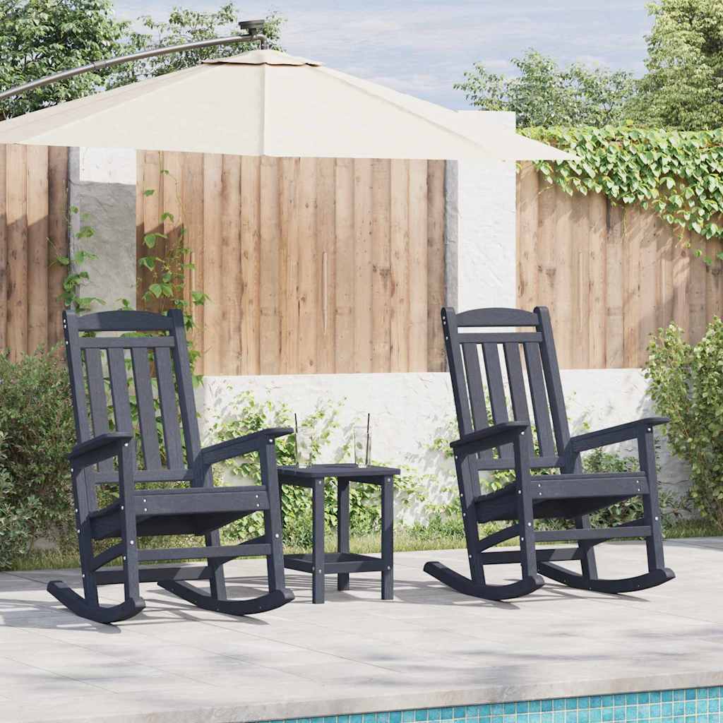 vidaXL Rocking Chair 2 pcs Navy Polyethylene 1