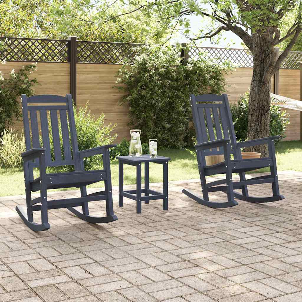 vidaXL Rocking Chair 2 pcs Navy Polyethylene 3