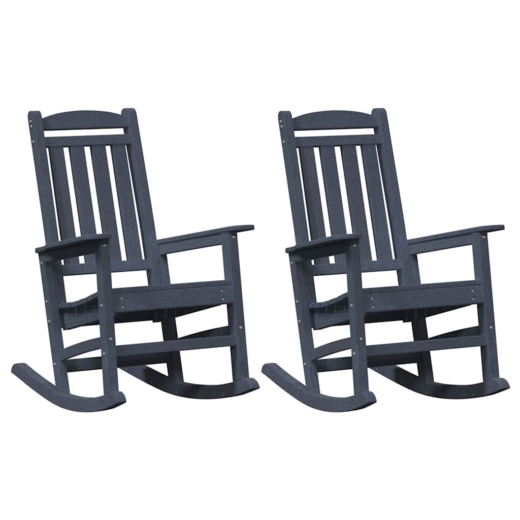 vidaXL Rocking Chair 2 pcs Navy Polyethylene 2