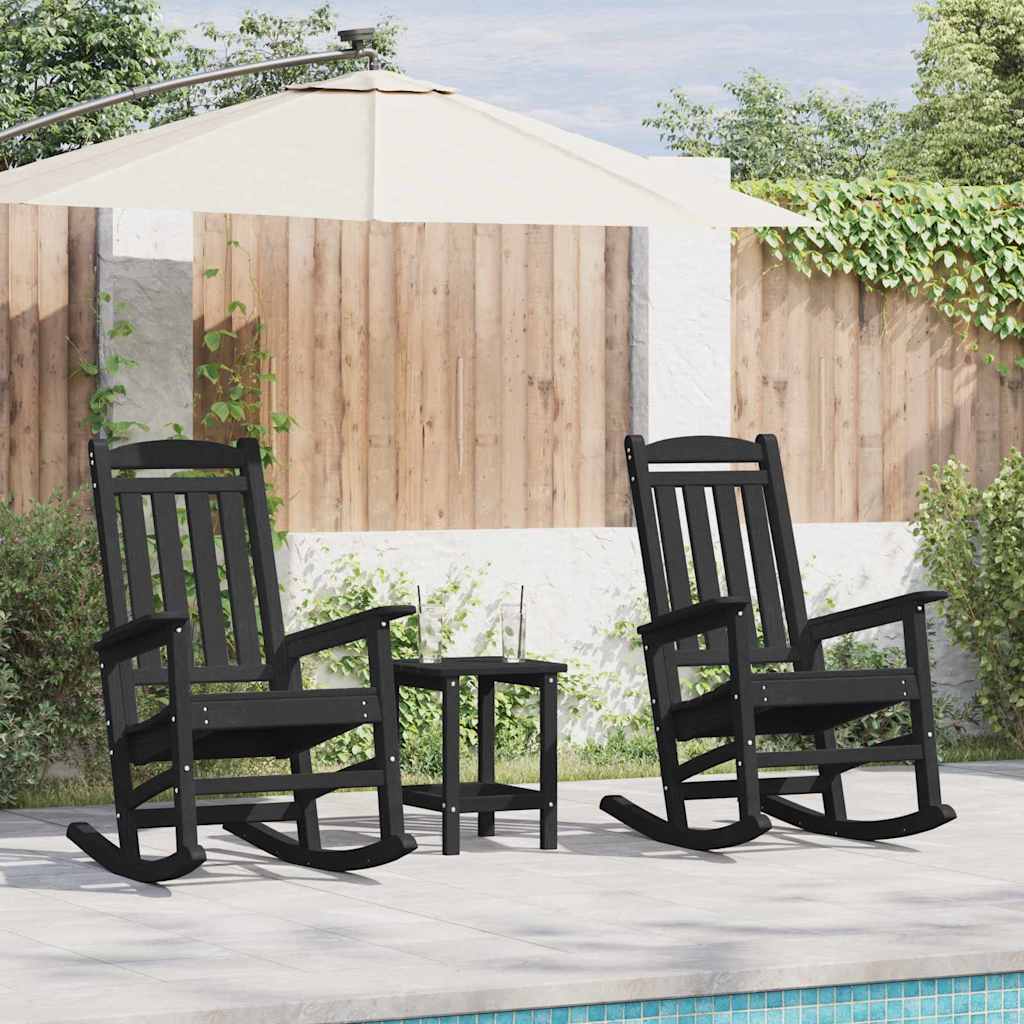 vidaXL Rocking Chair 2 pcs Black Polyethylene 1