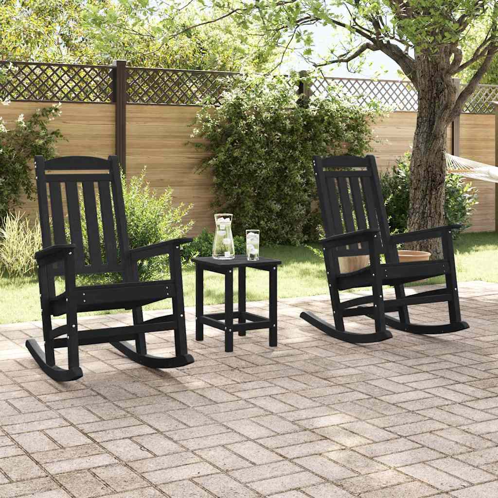 vidaXL Rocking Chair 2 pcs Black Polyethylene 3