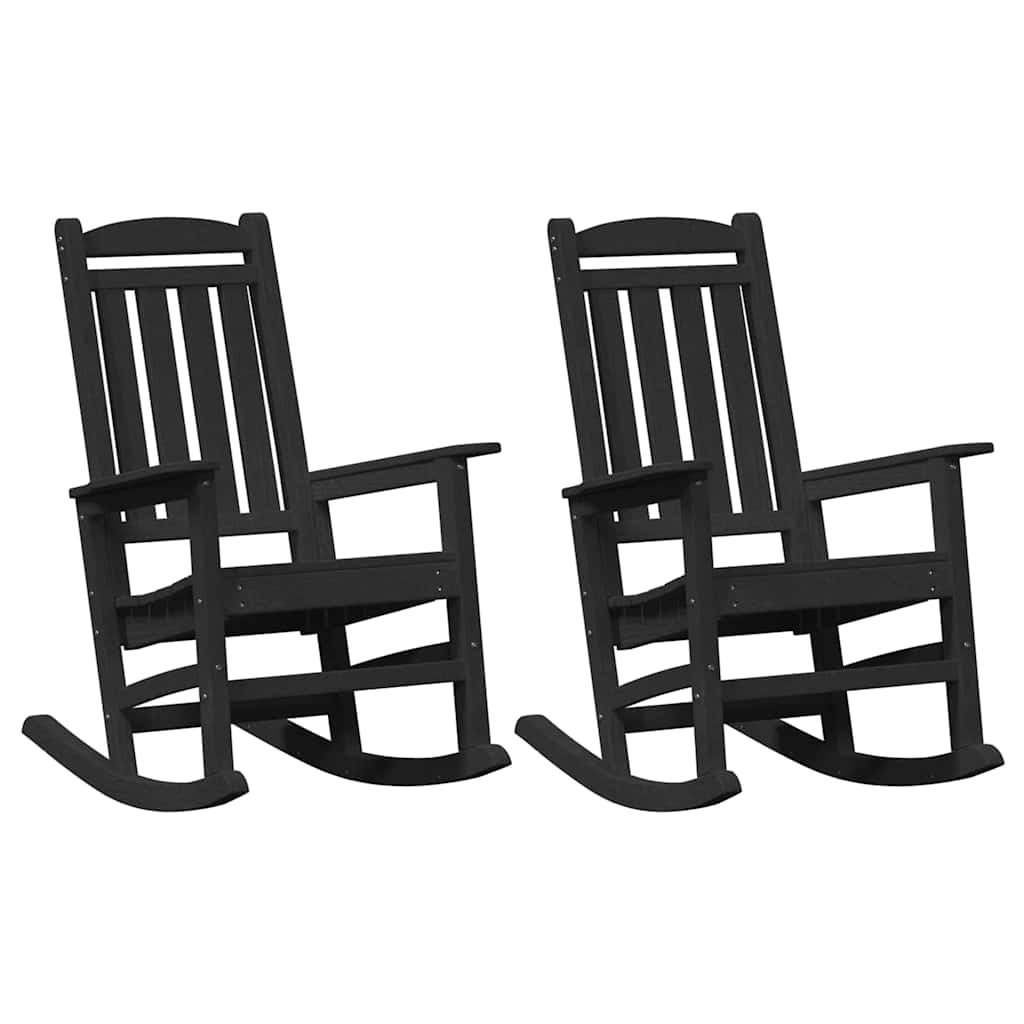 vidaXL Rocking Chair 2 pcs Black Polyethylene 2
