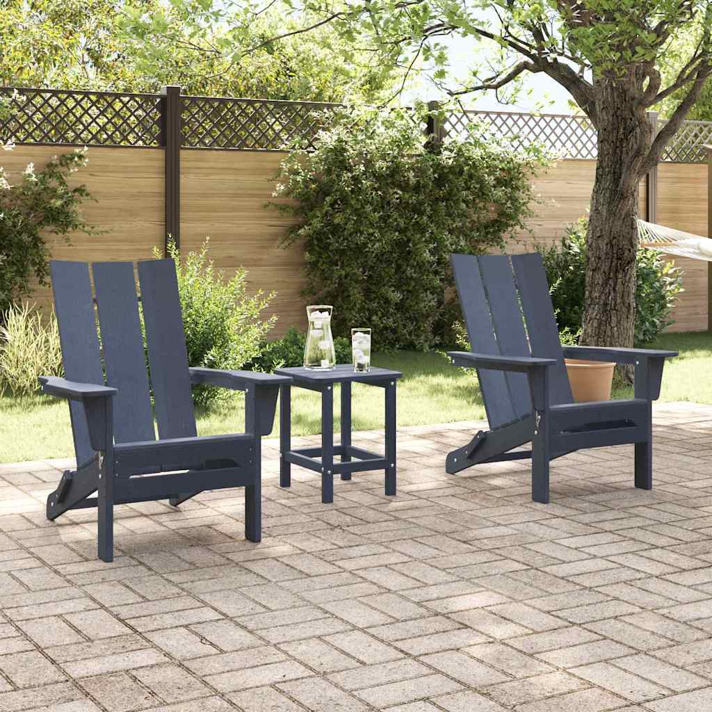 vidaXL Garden Chair 2 pcs Navy Polyethylene 3