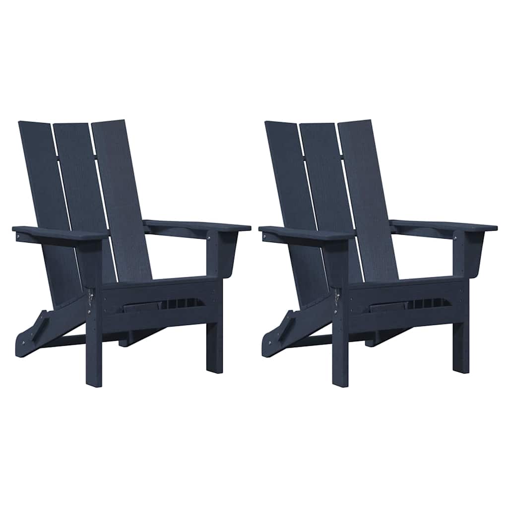 vidaXL Garden Chair 2 pcs Navy Polyethylene 2