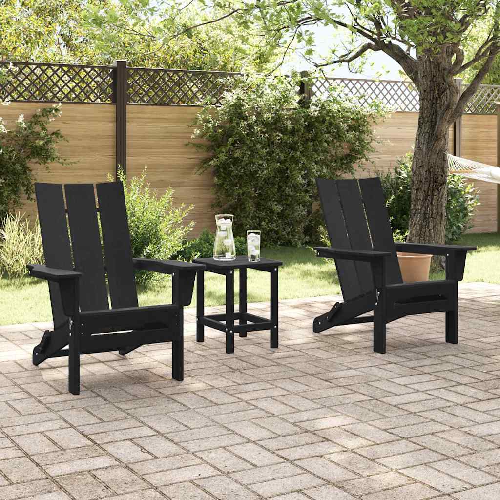 vidaXL Garden Chair 2 pcs Black Polyethylene 3