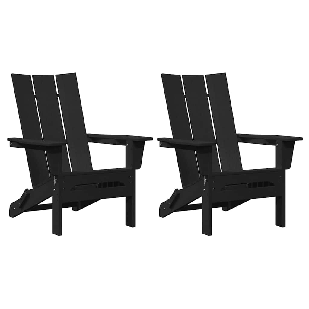 vidaXL Garden Chair 2 pcs Black Polyethylene 2