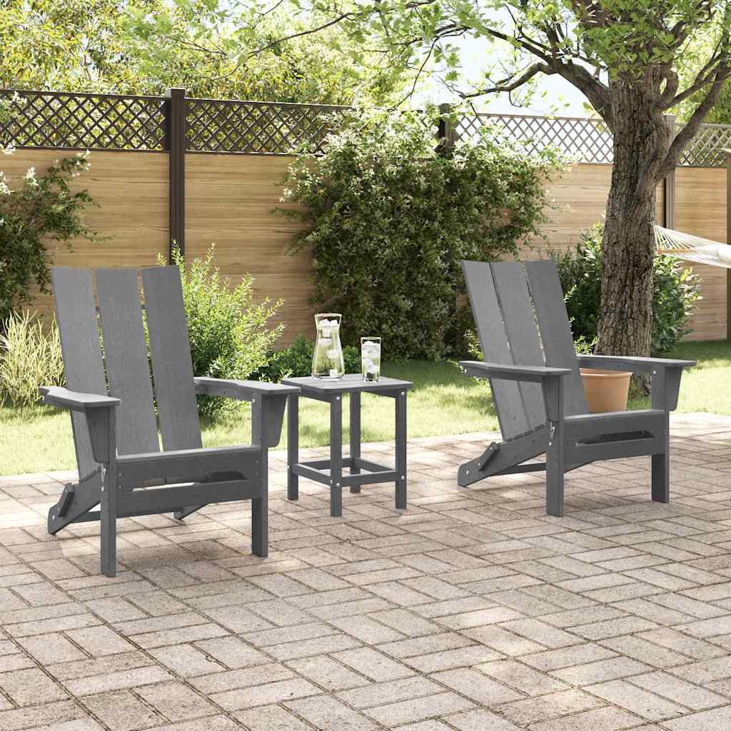vidaXL Garden Chair 2 pcs Light Grey Polyethylene 3