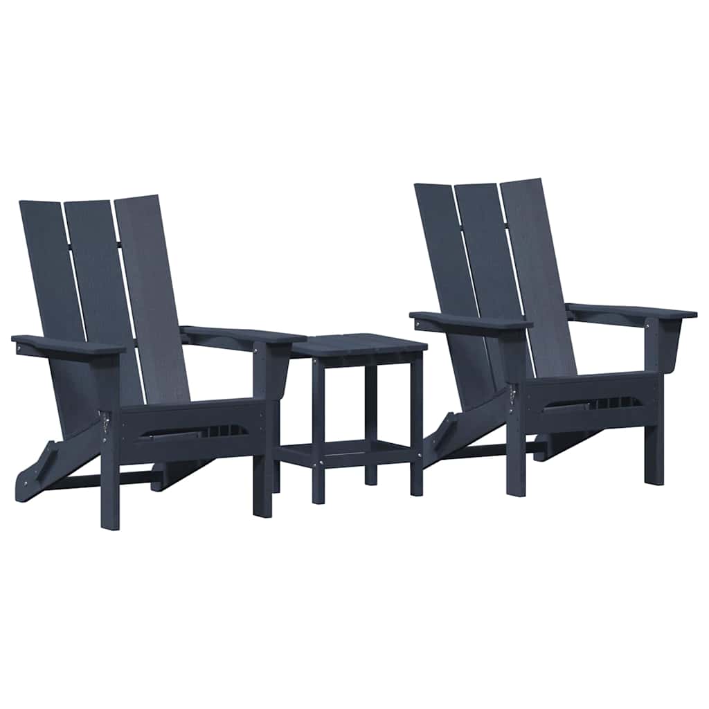 Garden Chair 2 pcs Polyethylene Navy blue with table