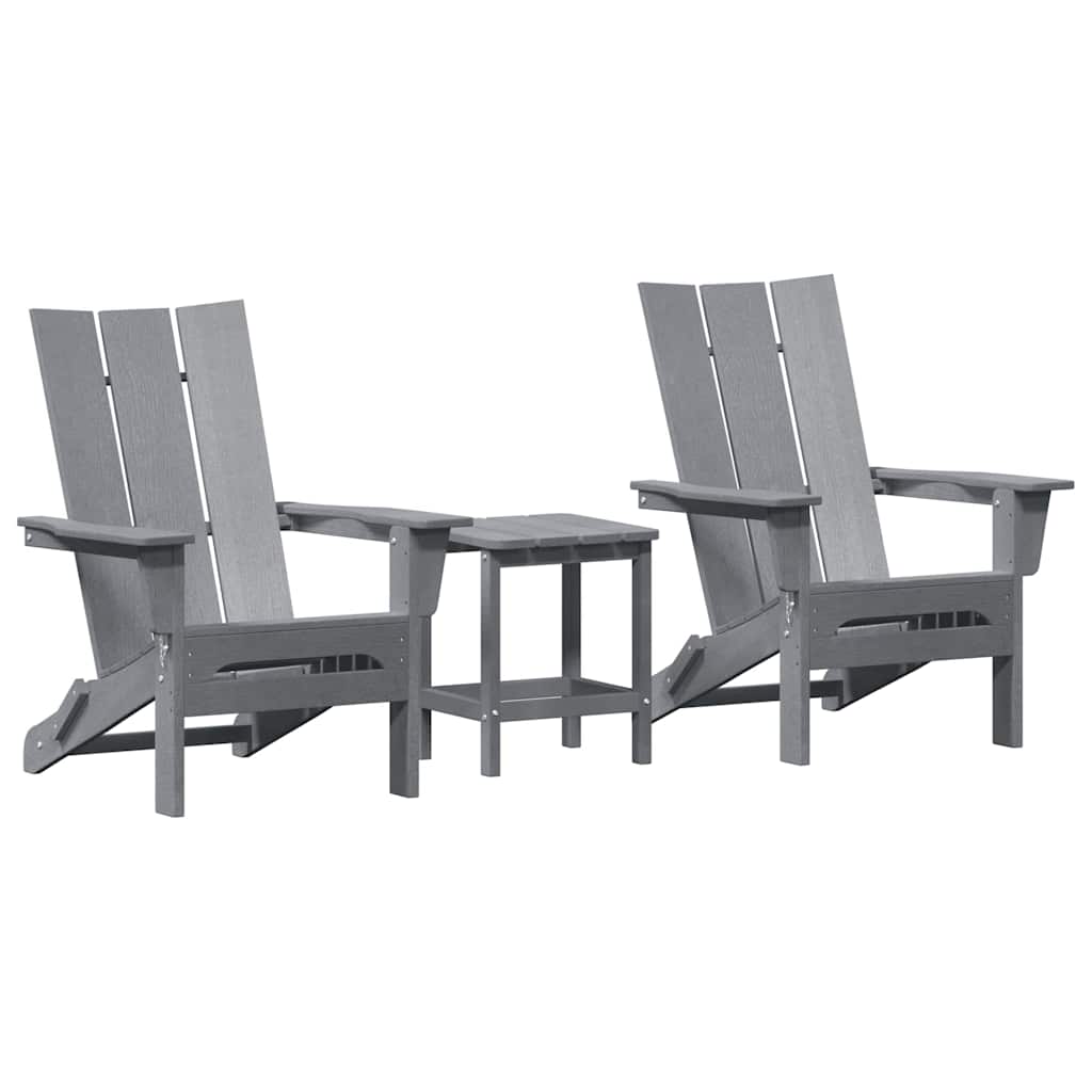 Garden Chair 2 pcs Polyethylene Light grey with table