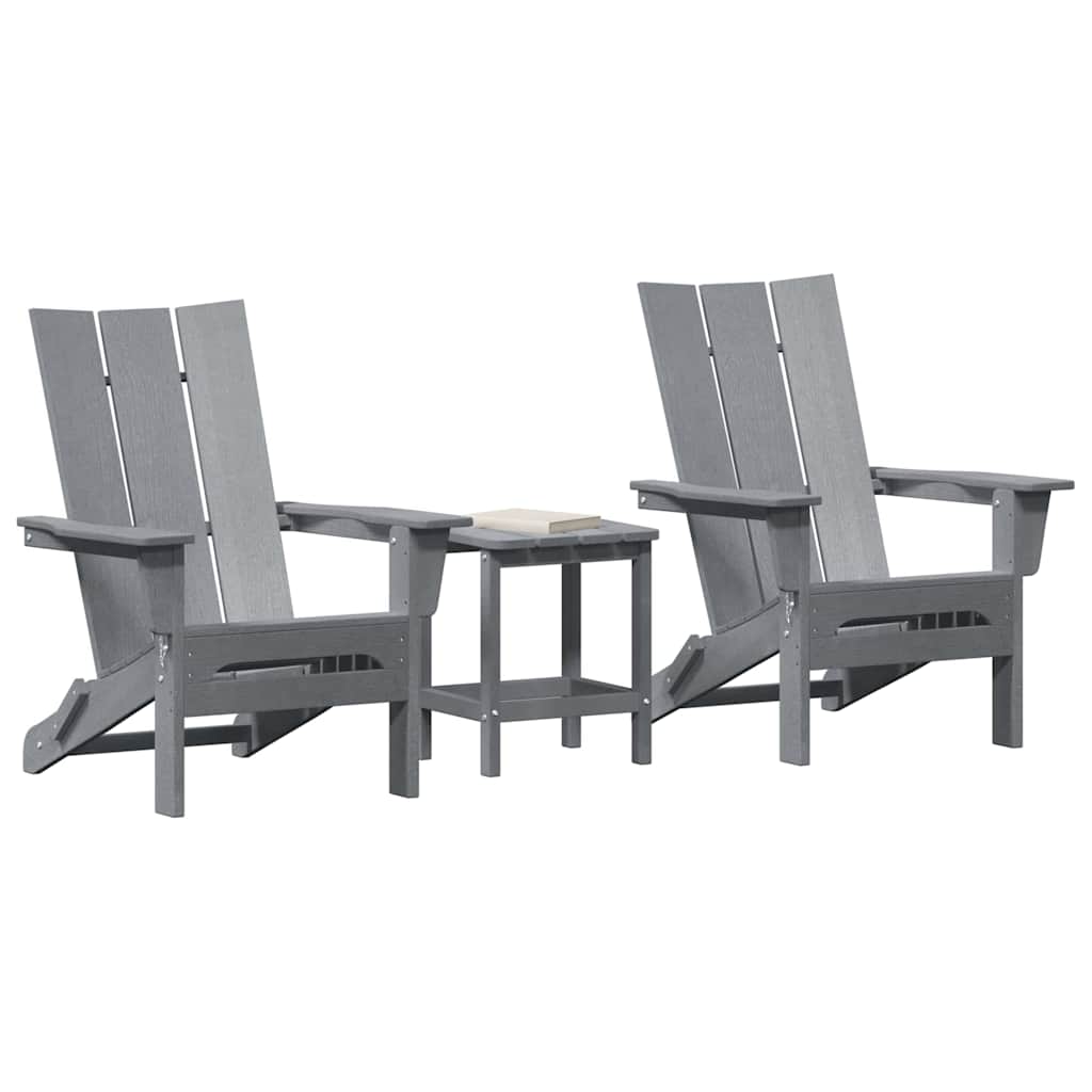 Garden Chair 2 pcs Polyethylene Light grey with table