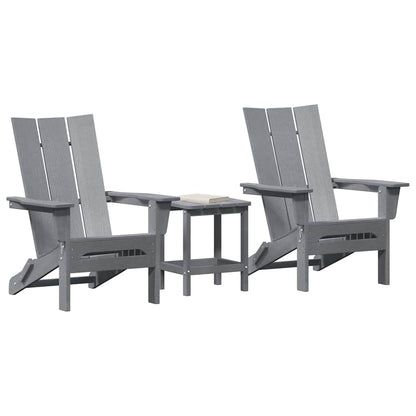 Garden Chair 2 pcs Polyethylene Light grey with table