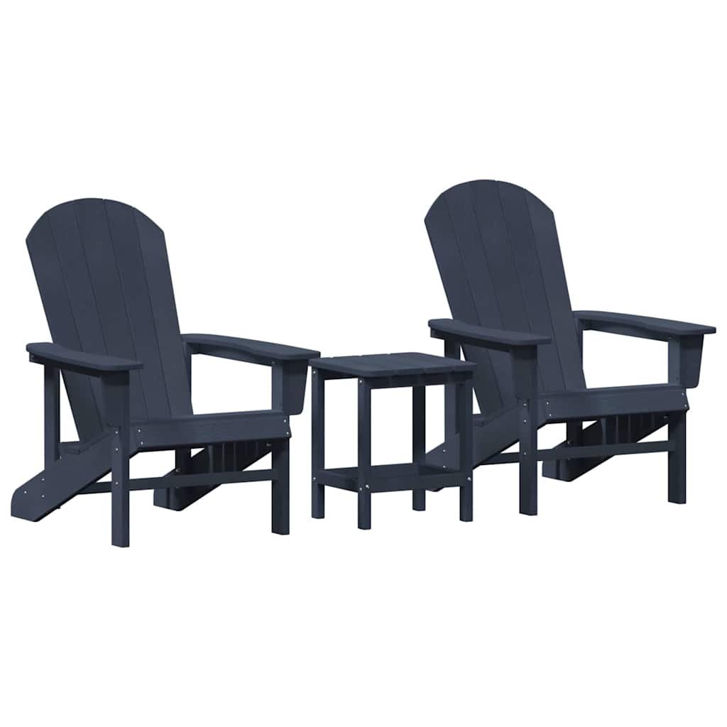 vidaXL Garden Chair 3 pcs Navy Polyethylene 2