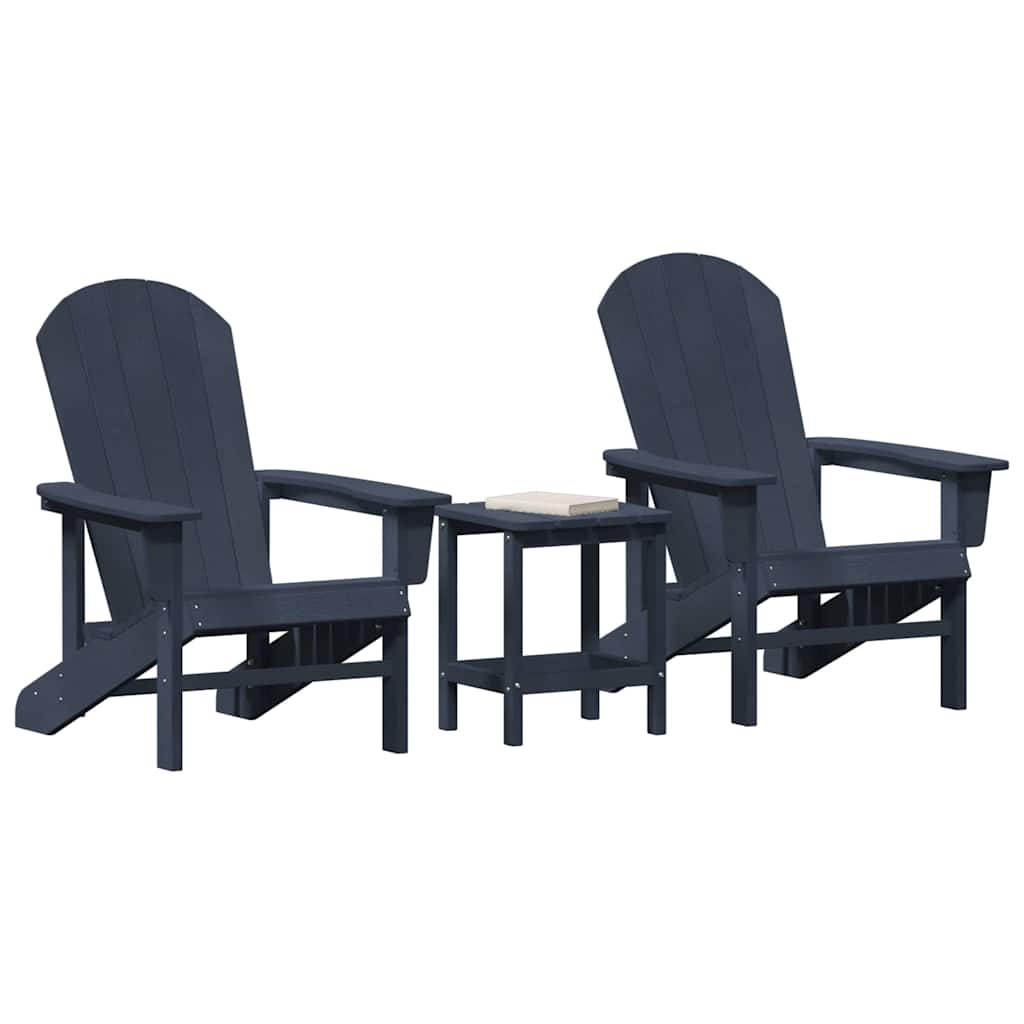 vidaXL Garden Chair 3 pcs Navy Polyethylene 3