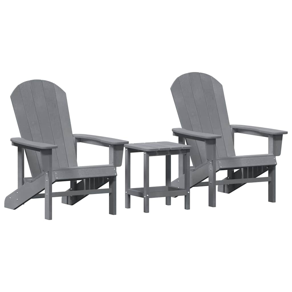 vidaXL Garden Chair 3 pcs Light Grey Polyethylene 2