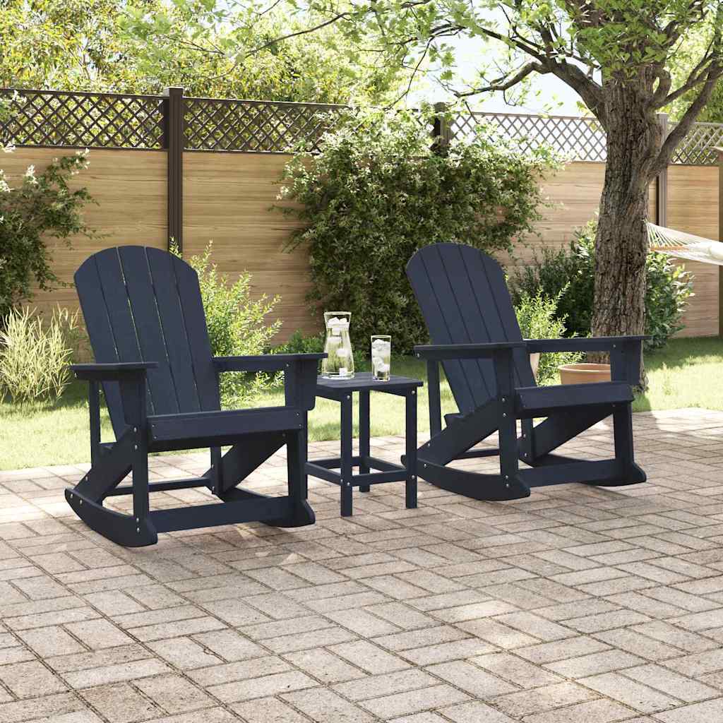 vidaXL Adirondack Rocking Chairs 2 pcs Navy Blue HDPE 3