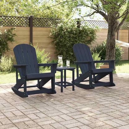 vidaXL Adirondack Rocking Chairs 2 pcs Navy Blue HDPE 3