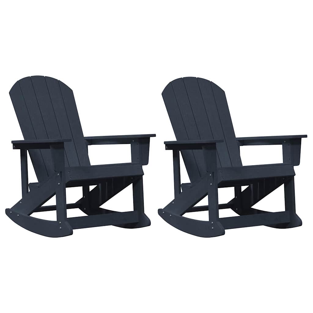 vidaXL Adirondack Rocking Chairs 2 pcs Navy Blue HDPE 2