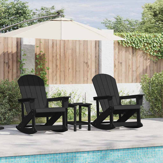 Garden Lounge Set 3 pcs HDPE Black