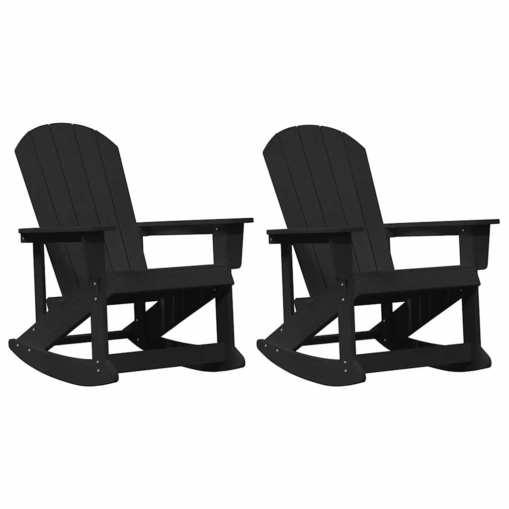 vidaXL Adirondack Rocking Chairs 2 pcs 2-Seaters Black HDPE 2