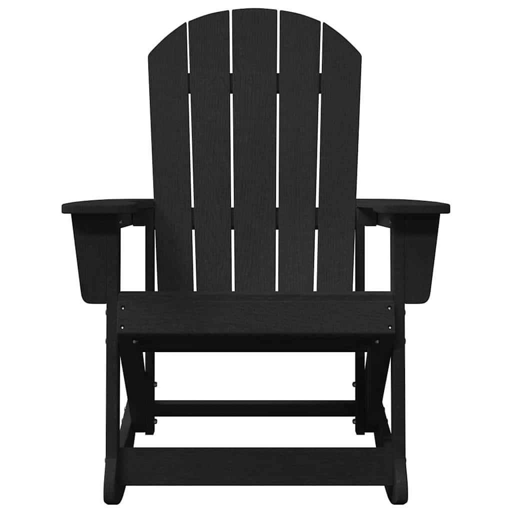 vidaXL Adirondack Rocking Chairs 2 pcs 2-Seaters Black HDPE 5