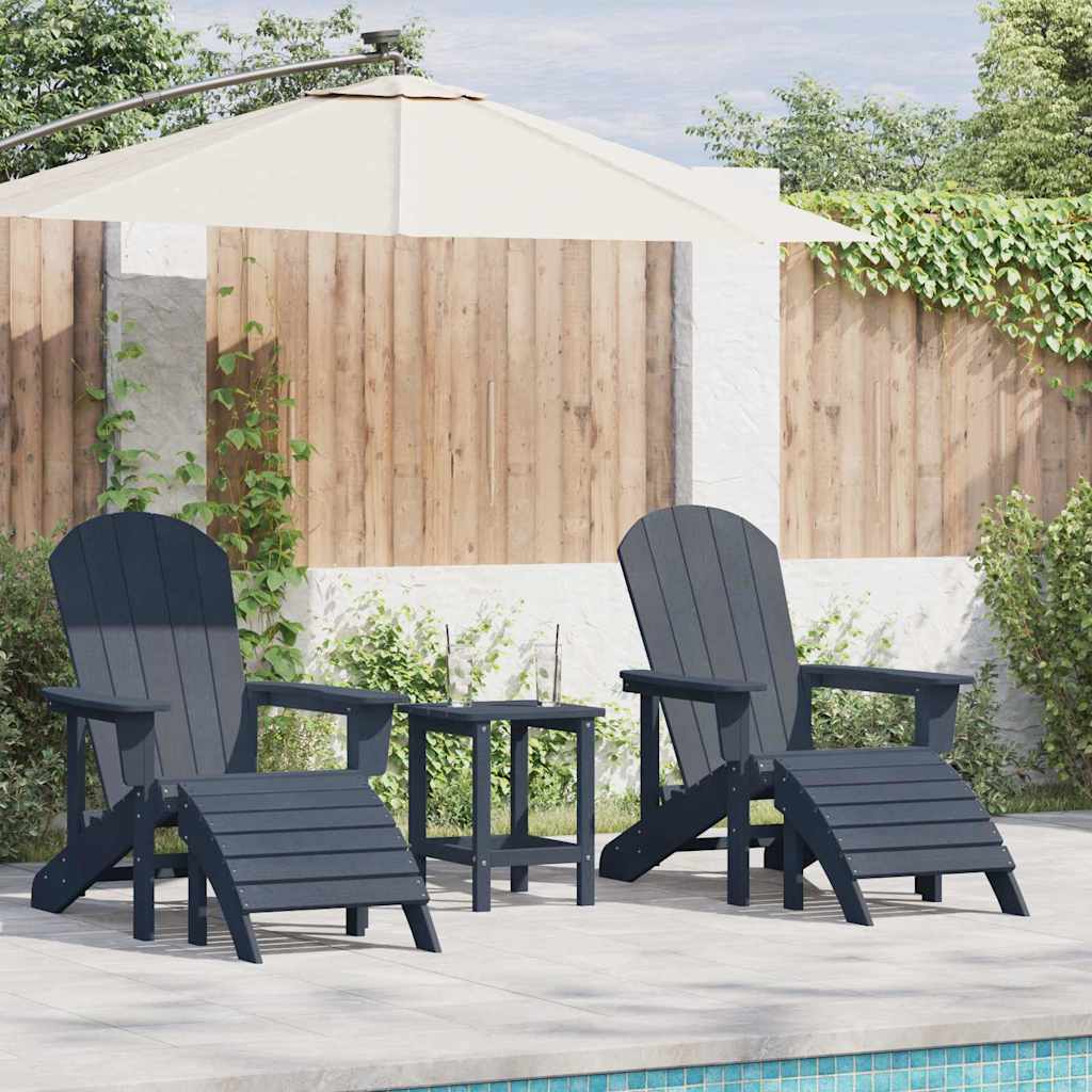 vidaXL Garden Chair 2 pcs Navy Polyethylene 1