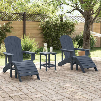 vidaXL Garden Chair 2 pcs Navy Polyethylene 3