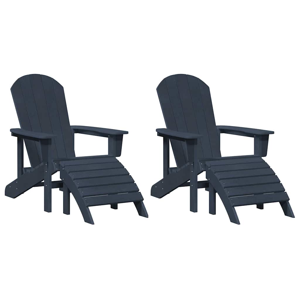 vidaXL Garden Chair 2 pcs Navy Polyethylene 2