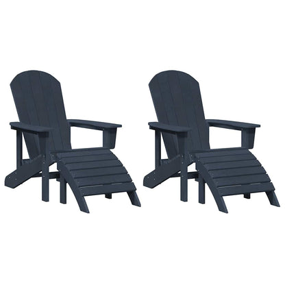 vidaXL Garden Chair 2 pcs Navy Polyethylene 2