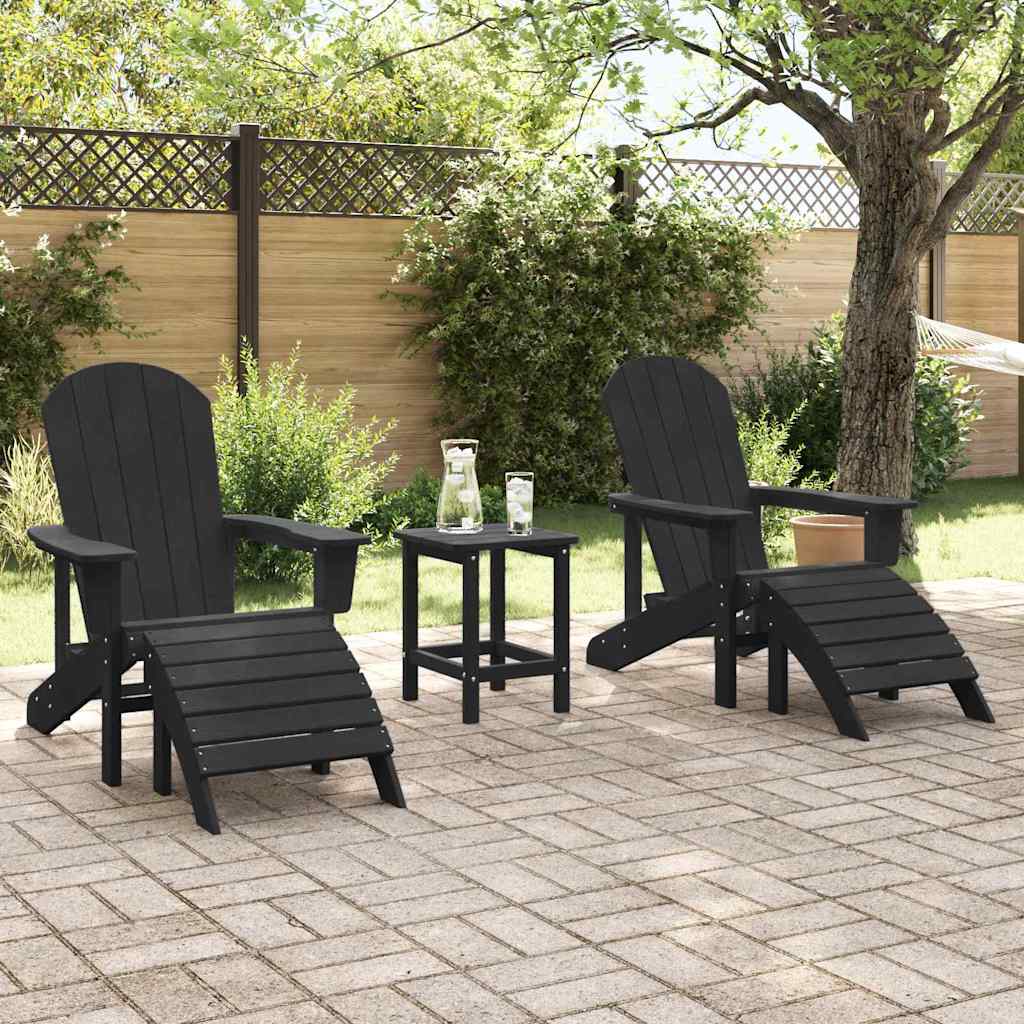 vidaXL Garden Chair 2 pcs Black Polyethylene 3