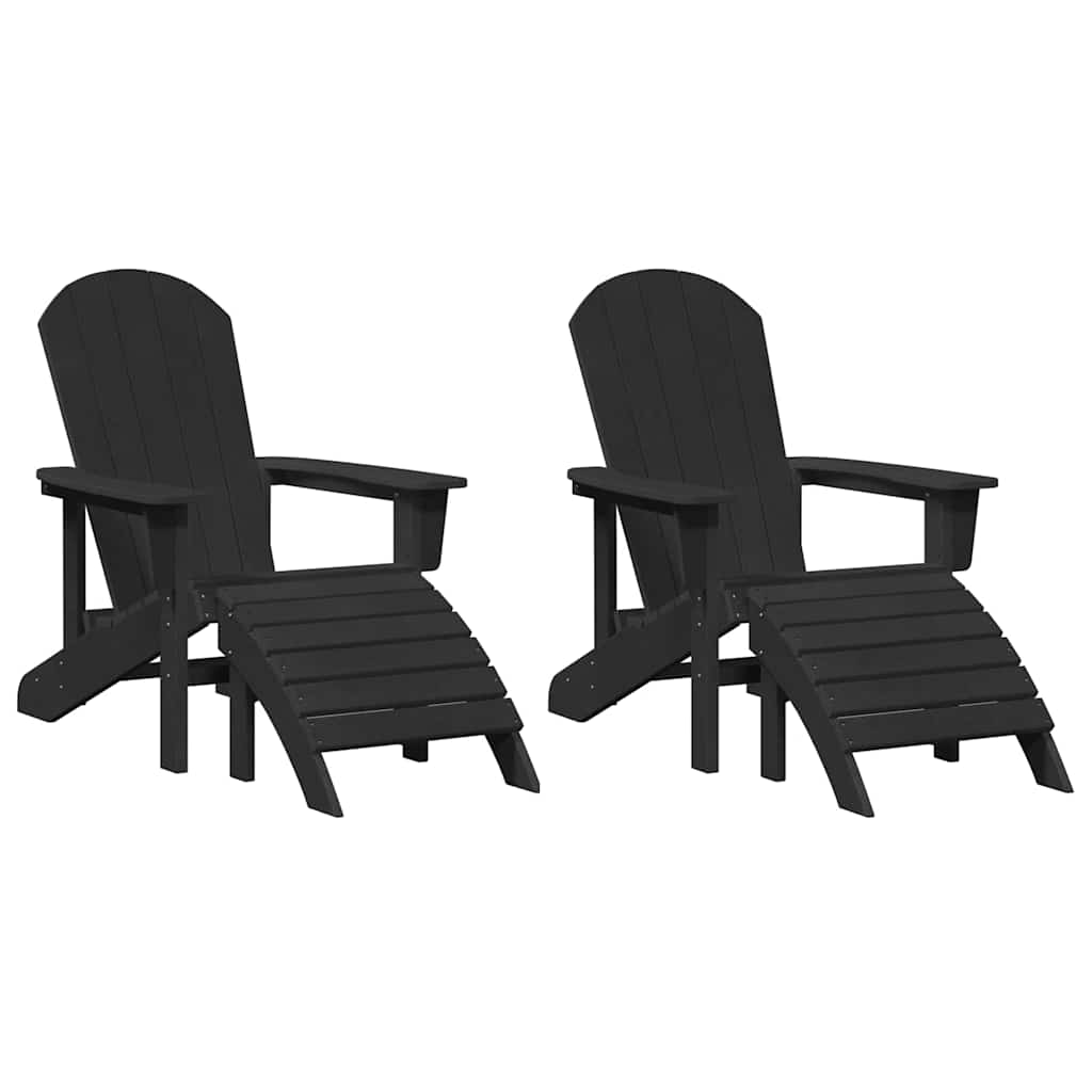 vidaXL Garden Chair 2 pcs Black Polyethylene 2