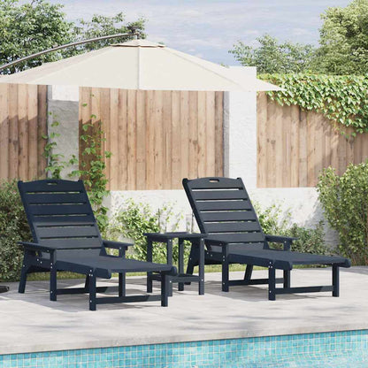 vidaXL Sun Lounger 2 pcs Polyethylene Navy 1