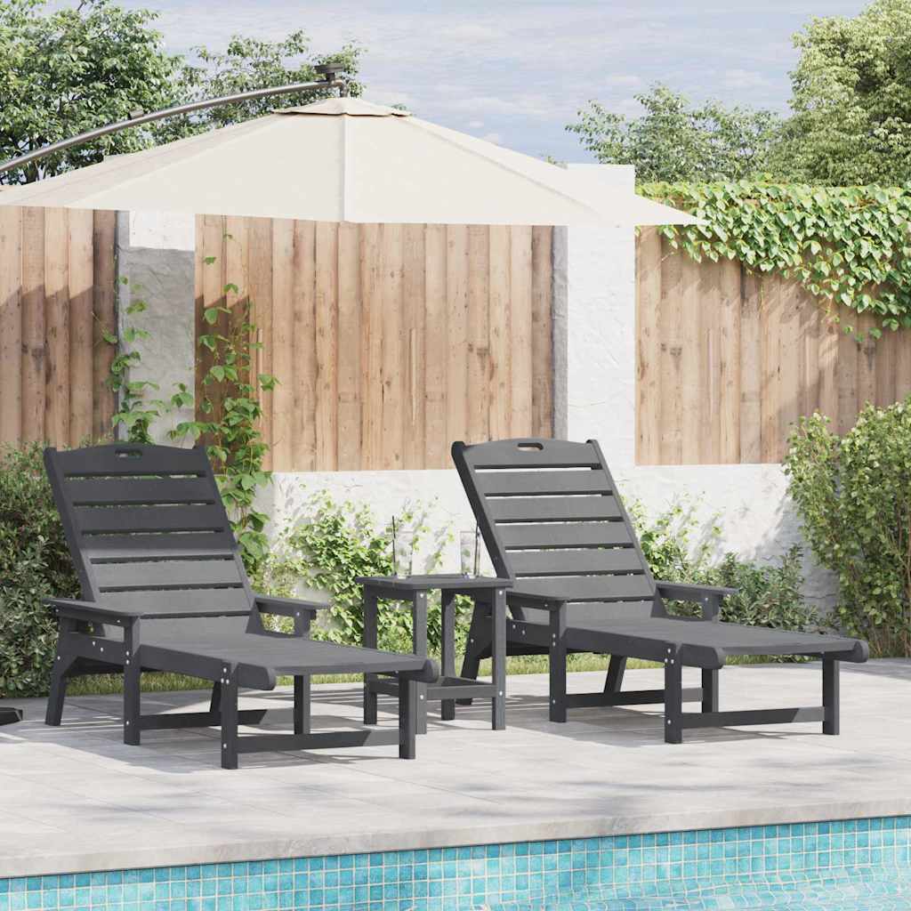vidaXL Sun Lounger 2 pcs Polyethylene Light Grey 1