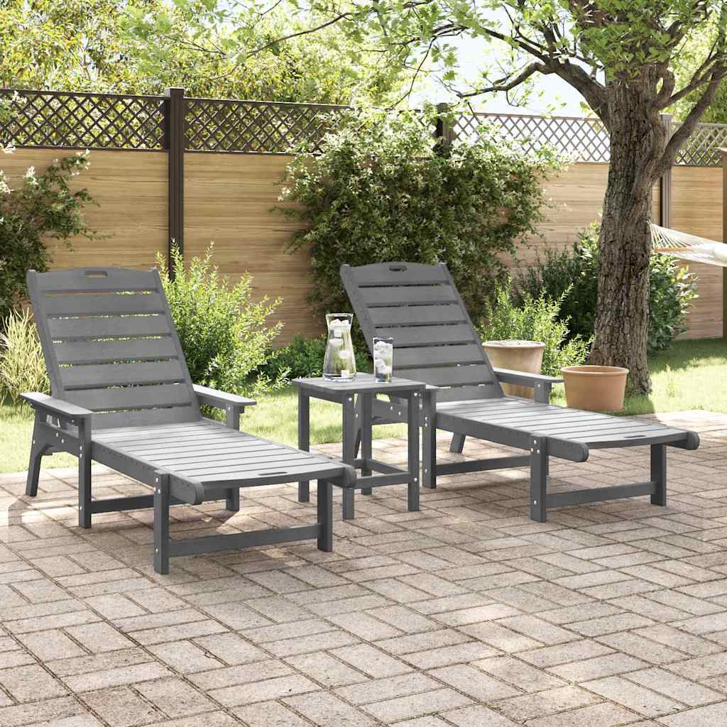 vidaXL Sun Lounger 2 pcs Polyethylene Light Grey 3