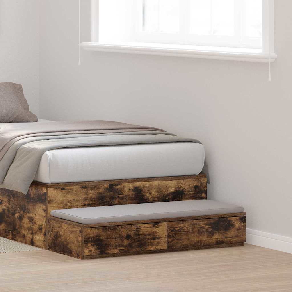 Bed Drawers Engineered Wood Smoked Oak 80 x 36.5 x 16.5 cm